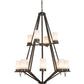 Meyda Lighting Galen 42" 12-Light 2-Tier Timeless Bronze Chandelier With Frosted Clear Statuario Idalight Shade