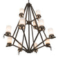 Meyda Lighting Galen 42" 12-Light 2-Tier Timeless Bronze Chandelier With Frosted Clear Statuario Idalight Shade