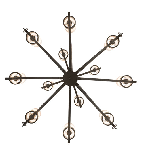 Meyda Lighting Galen 42" 12-Light 2-Tier Timeless Bronze Chandelier With Frosted Clear Statuario Idalight Shade