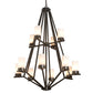 Meyda Lighting Galen 42" 12-Light 2-Tier Timeless Bronze Chandelier With Frosted Clear Statuario Idalight Shade