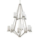 Meyda Lighting Galen 60" 12-Light 2-Tier Nickel Powder Coat Chandelier With Contrail Mist Idalight Shade