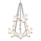 Meyda Lighting Galen 60" 12-Light 2-Tier Nickel Powder Coat Chandelier With Contrail Mist Idalight Shade