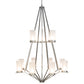 Meyda Lighting Galen 60" 12-Light 2-Tier Nickel Powder Coat Chandelier With Contrail Mist Idalight Shade