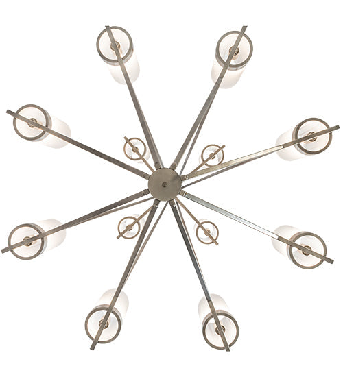 Meyda Lighting Galen 60" 12-Light 2-Tier Nickel Powder Coat Chandelier With Contrail Mist Idalight Shade