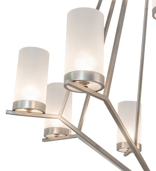 Meyda Lighting Galen 60" 12-Light 2-Tier Nickel Powder Coat Chandelier With Contrail Mist Idalight Shade