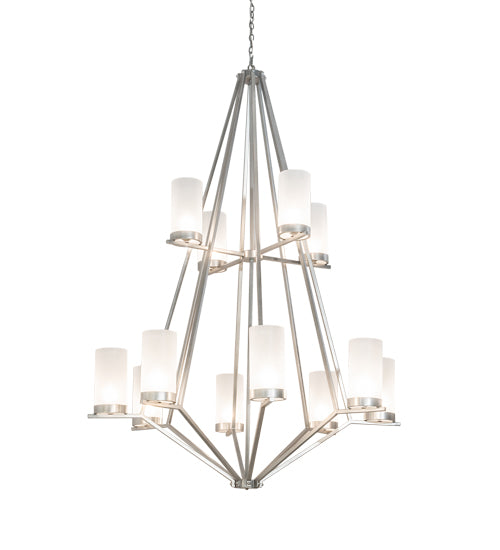 Meyda Lighting Galen 60" 12-Light 2-Tier Nickel Powder Coat Chandelier With Contrail Mist Idalight Shade