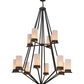 Meyda Lighting Galen 60" 12-Light 2-Tier Smoke Chandelier With Clear Frosted Acrylic Shade