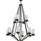 Meyda Lighting Galen 60" 12-Light 2-Tier Smoke Chandelier With Clear Frosted Acrylic Shade