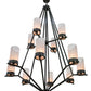 Meyda Lighting Galen 60" 12-Light 2-Tier Smoke Chandelier With Clear Frosted Acrylic Shade