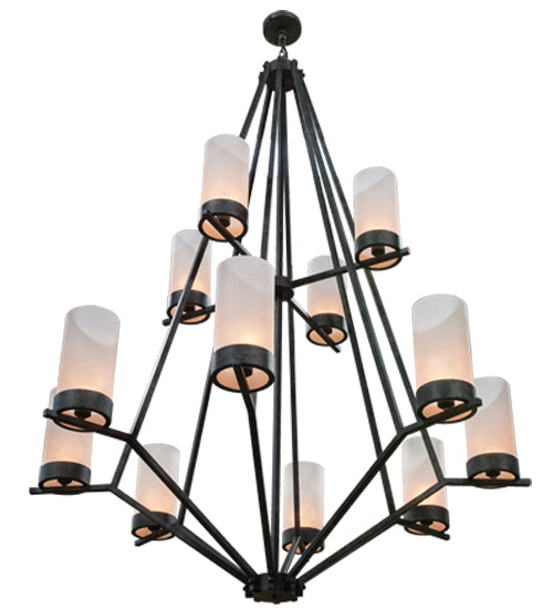 Meyda Lighting Galen 60" 12-Light 2-Tier Smoke Chandelier With Clear Frosted Acrylic Shade