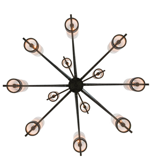 Meyda Lighting Galen 60" 12-Light 2-Tier Smoke Chandelier With Clear Frosted Acrylic Shade