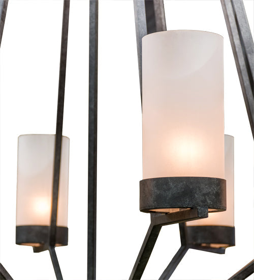 Meyda Lighting Galen 60" 12-Light 2-Tier Smoke Chandelier With Clear Frosted Acrylic Shade