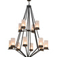 Meyda Lighting Galen 60" 12-Light 2-Tier Smoke Chandelier With Clear Frosted Acrylic Shade