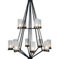 Meyda Lighting Galen 60" 12-Light 2-Tier Smoke Chandelier With White Frosted Shade Glass
