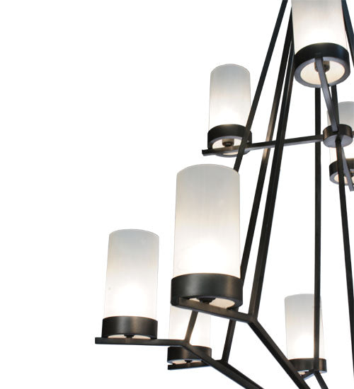 Meyda Lighting Galen 60" 12-Light 2-Tier Smoke Chandelier With White Frosted Shade Glass