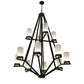 Meyda Lighting Galen 60" 12-Light Blackwash Chandelier With Frosted Clear Contrail Mist Idalight Shade Glass
