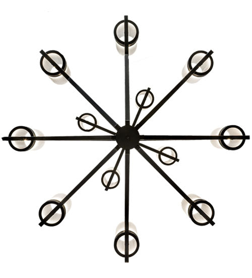 Meyda Lighting Galen 60" 12-Light Blackwash Chandelier With Frosted Clear Contrail Mist Idalight Shade Glass
