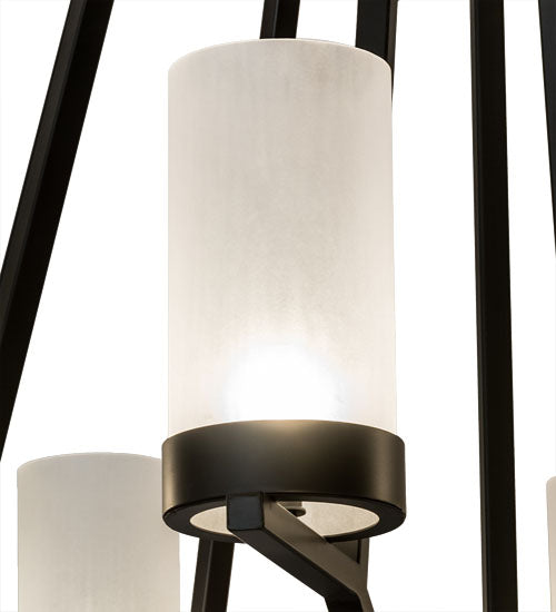 Meyda Lighting Galen 60" 12-Light Blackwash Chandelier With Frosted Clear Contrail Mist Idalight Shade Glass