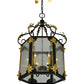 Meyda Lighting Ganser 25" 6-Light Blackwash & Gold Accents Lantern Pendant Light With Clear Seeded Shade Glass