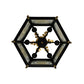 Meyda Lighting Ganser 25" 6-Light Blackwash & Gold Accents Lantern Pendant Light With Clear Seeded Shade Glass