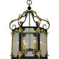 Meyda Lighting Ganser 25" 6-Light Blackwash & Gold Accents Lantern Pendant Light With Clear Seeded Shade Glass