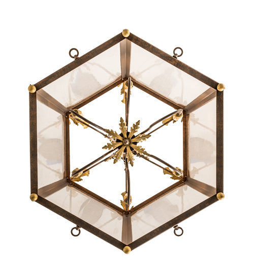 Meyda Lighting Ganser 34" 6-Light Gilded Tobacco & Gold Highlights Lantern Pendant Light With Clear Rainstone Idalight Shade Glass
