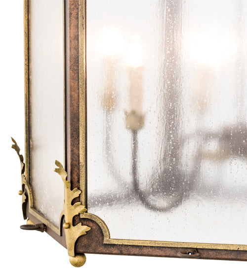 Meyda Lighting Ganser 34" 6-Light Gilded Tobacco & Gold Highlights Lantern Pendant Light With Clear Rainstone Idalight Shade Glass