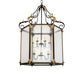Meyda Lighting Ganser 48" 12-Light Solar Black & Gold Lantern Pendant Light With Clear Seeded Shade Glass