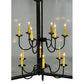 Meyda Lighting Ganser 60" 12-Light Black & Gold Lantern Pendant Light With Clear Seeded Shade Glass