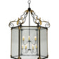 Meyda Lighting Ganser 60" 12-Light Black & Gold Lantern Pendant Light With Clear Seeded Shade Glass