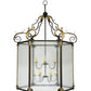 Meyda Lighting Ganser 60" 12-Light Black & Gold Lantern Pendant Light With Clear Seeded Shade Glass