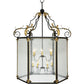 Meyda Lighting Ganser 60" 12-Light Black & Gold Lantern Pendant Light With Clear Seeded Shade Glass