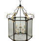 Meyda Lighting Ganser 60" 12-Light Black & Gold Lantern Pendant Light With Clear Seeded Shade Glass