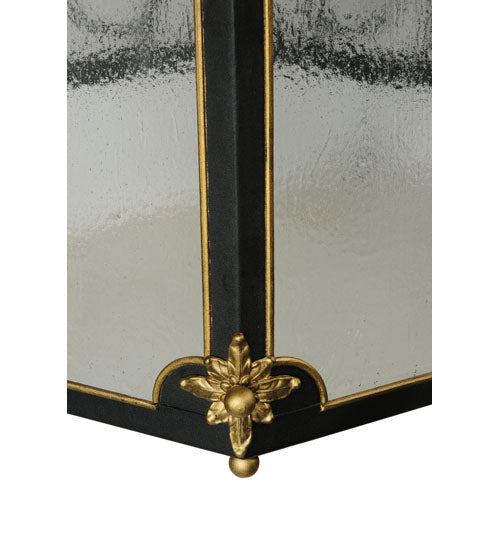 Meyda Lighting Ganser 60" 12-Light Black & Gold Lantern Pendant Light With Clear Seeded Shade Glass