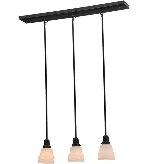 Meyda Lighting Garland 36" 3-Light Craftsman Brown Island Pendant Light With White Shade Glass