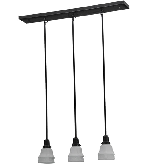 Meyda Lighting Garland 36" 3-Light Craftsman Brown Island Pendant Light With White Shade Glass