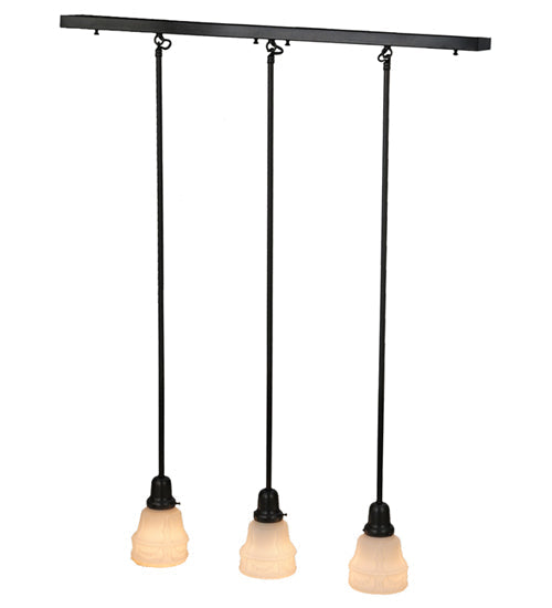 Meyda Lighting Garland 36" 3-Light Craftsman Brown Island Pendant Light With White Shade Glass
