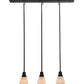 Meyda Lighting Garland 36" 3-Light Craftsman Brown Island Pendant Light With White Shade Glass