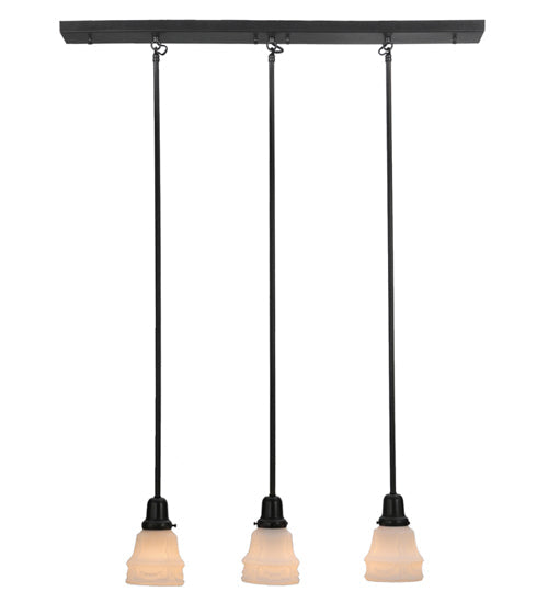 Meyda Lighting Garland 36" 3-Light Craftsman Brown Island Pendant Light With White Shade Glass