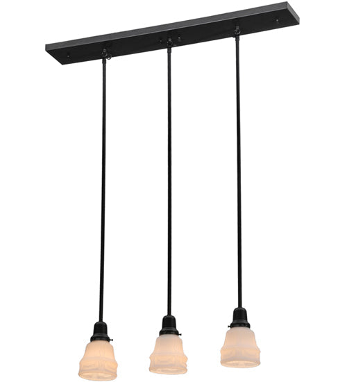 Meyda Lighting Garland 36" 3-Light Craftsman Brown Island Pendant Light With White Shade Glass