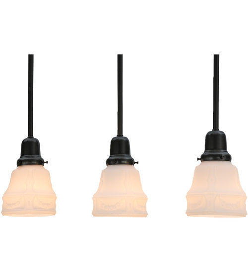 Meyda Lighting Garland 36" 3-Light Craftsman Brown Island Pendant Light With White Shade Glass