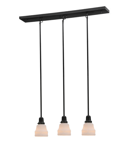 Meyda Lighting Garland 36" 3-Light Craftsman Brown Island Pendant Light With White Shade Glass