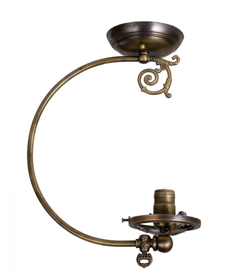 Meyda Lighting Gas Reproduction 5" Antique Brass Semi-Flush Mount Base With Fitter