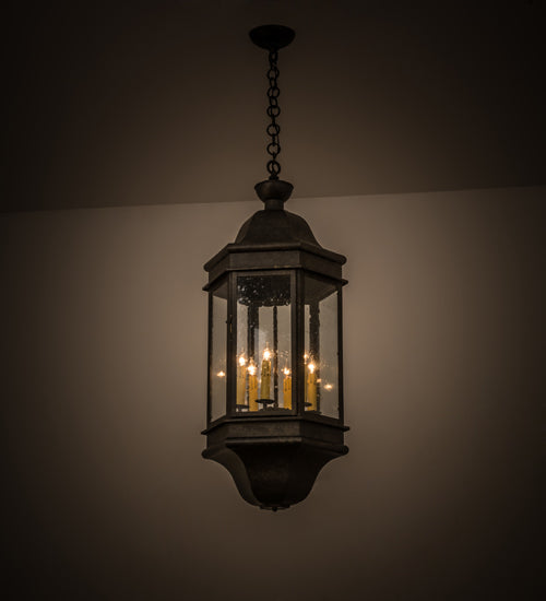 Meyda Lighting Gascony 15" 6-Light Golden Bronze Pendant Light With Clear Seeded Shade Glass