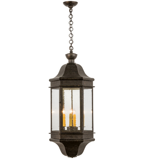 Meyda Lighting Gascony 15" 6-Light Golden Bronze Pendant Light With Clear Seeded Shade Glass