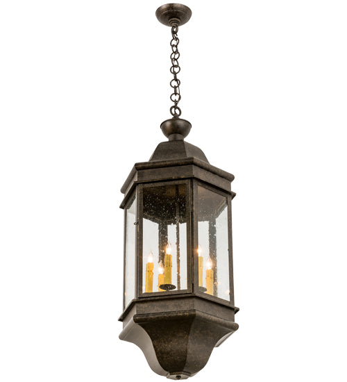 Meyda Lighting Gascony 15" 6-Light Golden Bronze Pendant Light With Clear Seeded Shade Glass