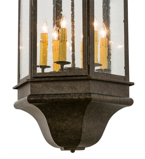 Meyda Lighting Gascony 15" 6-Light Golden Bronze Pendant Light With Clear Seeded Shade Glass
