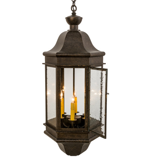 Meyda Lighting Gascony 15" 6-Light Golden Bronze Pendant Light With Clear Seeded Shade Glass