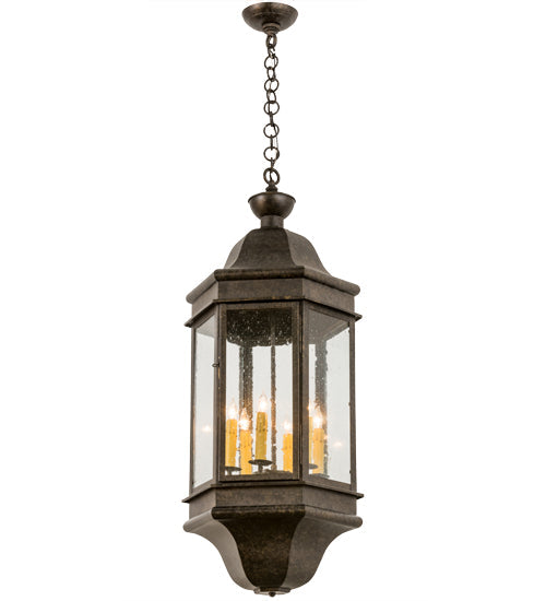 Meyda Lighting Gascony 15" 6-Light Golden Bronze Pendant Light With Clear Seeded Shade Glass