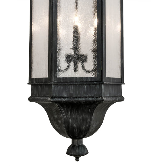 Meyda Lighting Gascony 18" 6-Light Antique Iron Gate Lantern Pendant Light With Clear Seeded Shade Glass